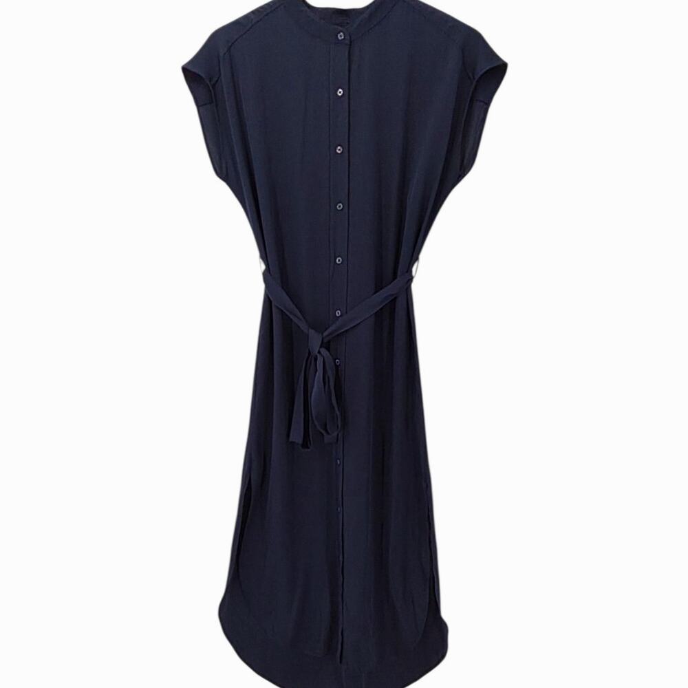 New!Quince Luxury Washable Silk Shirt Long Sleeve Dress Black Sz XS #40